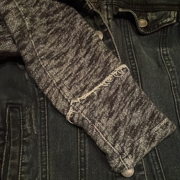 Free People Distressed Denim Hoodie XS - Picture 7 of 8